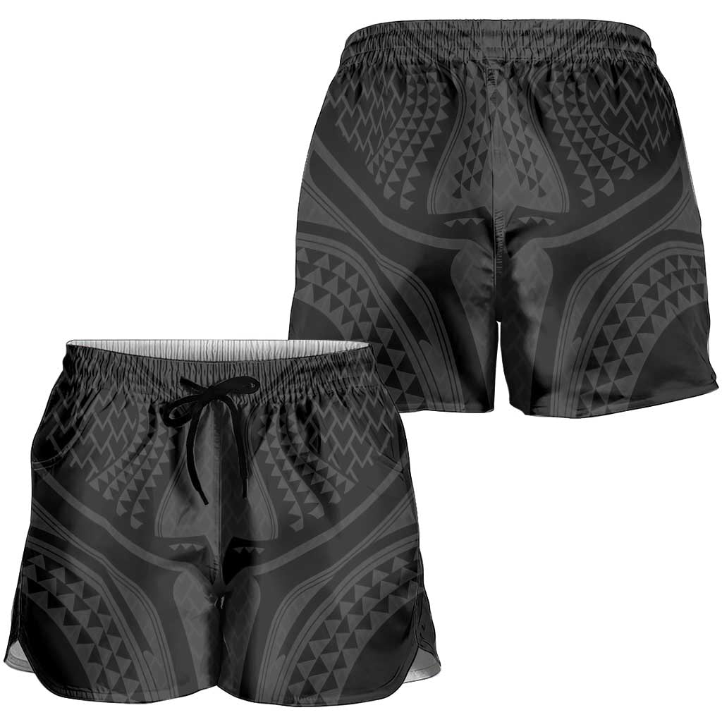 Hawaiian Kakau Art Tattoos Aquaman Style Shorts for Women Black Version LT03 - Polynesian Pride