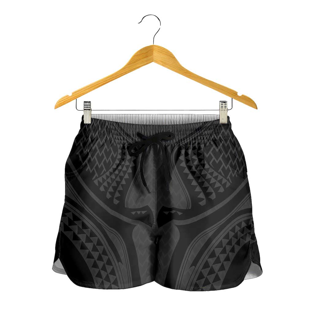 Hawaiian Kakau Art Tattoos Aquaman Style Shorts for Women Black Version LT03 - Polynesian Pride