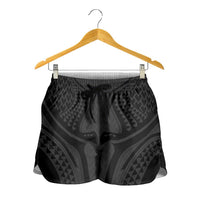 Hawaiian Kakau Art Tattoos Aquaman Style Shorts for Women Black Version LT03 - Polynesian Pride