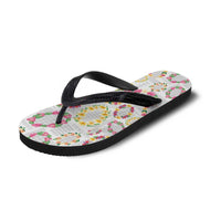 Hawaiian Kakau Tattoo Leis and Palaka Pattern Flip Flops Traditional Aloha Tribal White Color