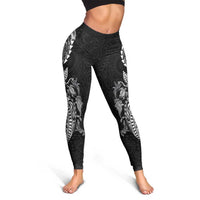 Hawaiian Kakau Tribal Sea Animals Tattoos Leggings Black Color LT03 - Polynesian Pride