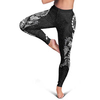 Hawaiian Kakau Tribal Sea Animals Tattoos Leggings Black Color LT03 - Polynesian Pride