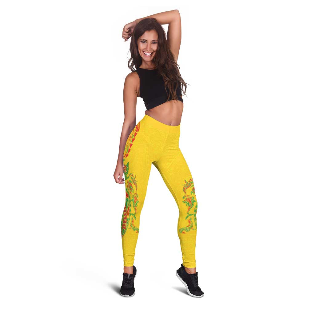 Hawaiian Kakau Tribal Sea Animals Tattoos Leggings Kanaka Maoli Flag Color Inspired