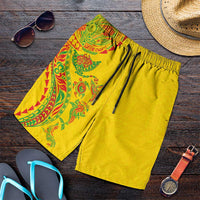 Hawaiian Kakau Tribal Sea Animals Tattoos Shorts for Men Kanaka Maoli Flag Color Inspired LT03 Multicolor - Polynesian Pride