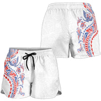 Hawaiian Kakau Tribal Sea Animals Tattoos Shorts for Women Hawaii Flag Color Inspired