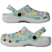 Hawaiian Leis Clogs Shoes Kakau Tattoos and Palaka Pastel Teal Color
