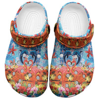 Hawaiian Love-Couple Dolphins and Flamingos Clogs Shoes LT03 Multicolor - Polynesian Pride