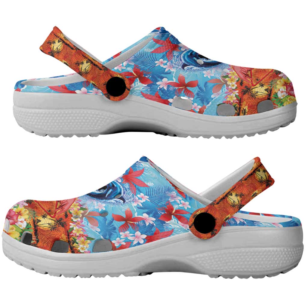 Hawaiian Love-Couple Dolphins and Flamingos Clogs Shoes LT03 - Polynesian Pride