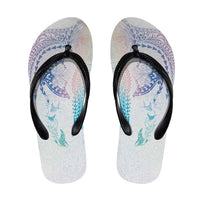 Hawaiian Manta Ray Tribal Flip Flops Polynesian Art Motifs Sweet Pastel