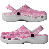 Hawaiian Ohia Lehua Lei Clogs Shoes Plaid Palaka Akala Pattern - Polynesian Pride
