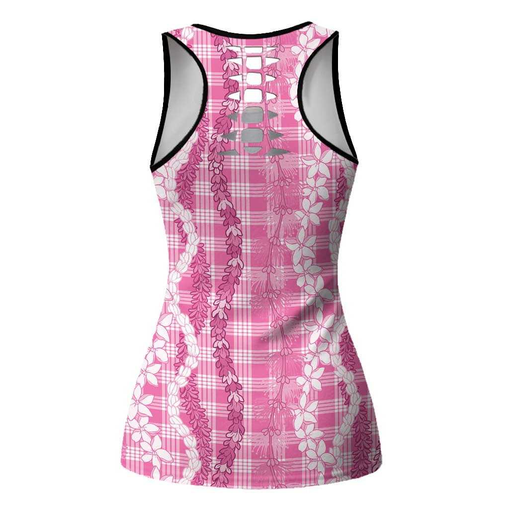 Hawaiian Ohia Lehua Lei Hollow Tank Top Plaid Palaka Akala Pattern - Polynesian Pride