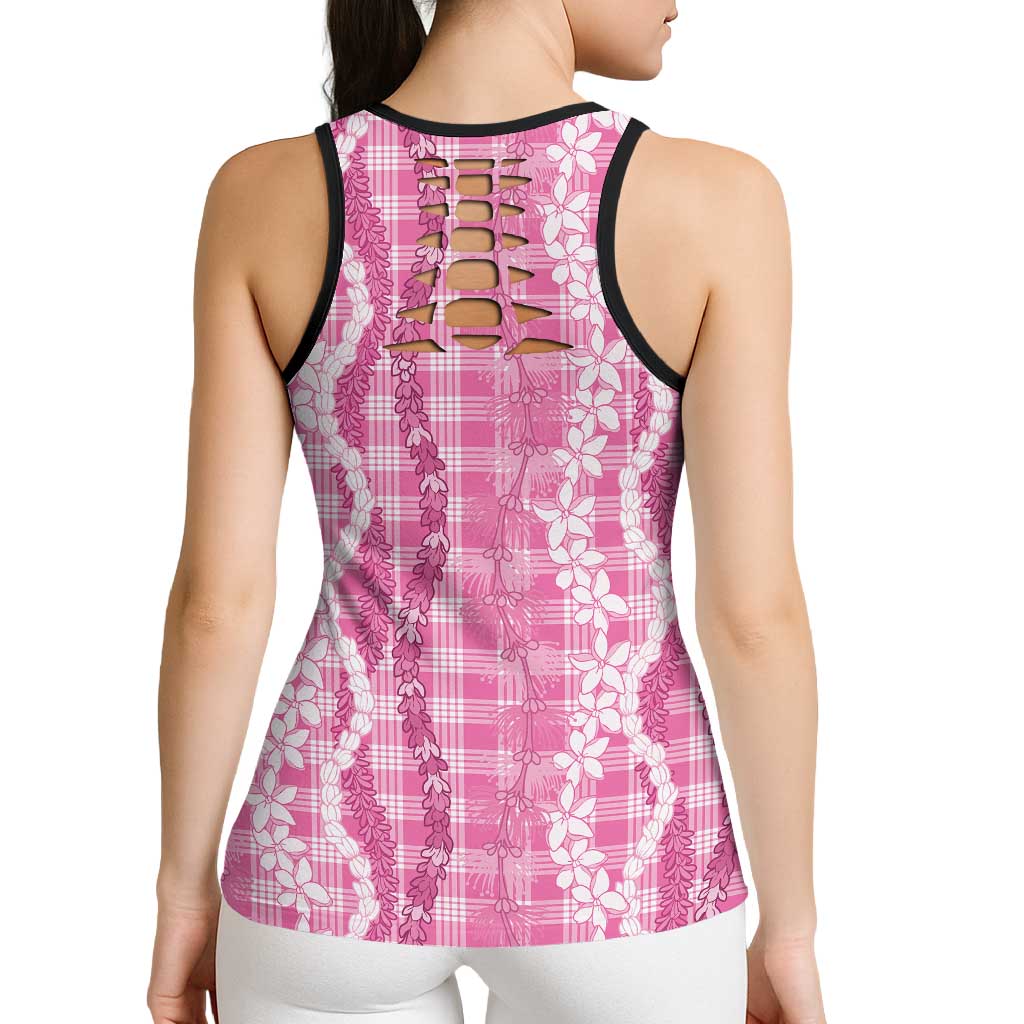 Hawaiian Ohia Lehua Lei Hollow Tank Top Plaid Palaka Akala Pattern - Polynesian Pride