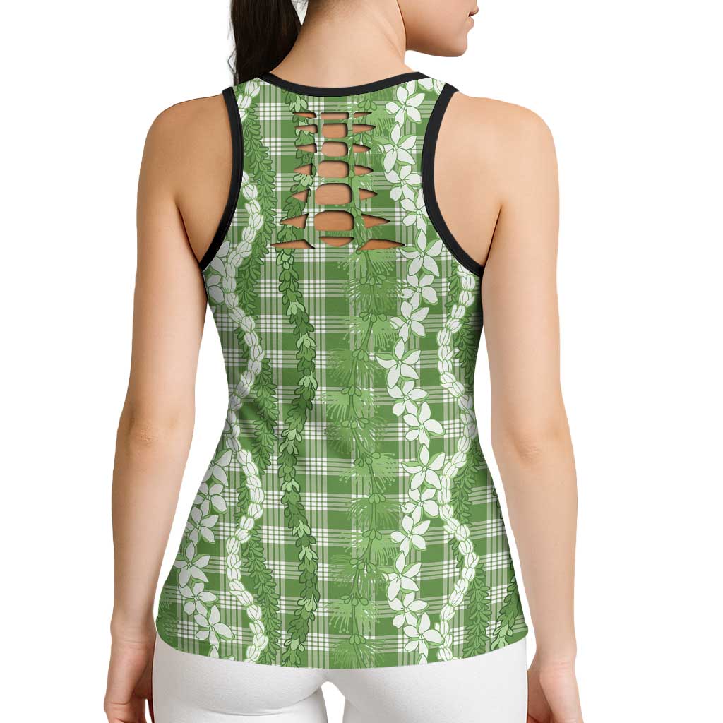 Hawaiian Ohia Lehua Lei Hollow Tank Top Plaid Palaka Omaomao Pattern - Polynesian Pride