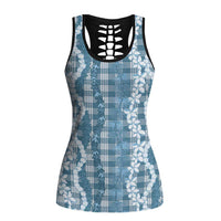 Hawaiian Ohia Lehua Lei Hollow Tank Top Plaid Palaka Uliuli Omaomao Pattern - Polynesian Pride