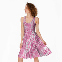 Hawaiian Ohia Lehua Lei Midi Dress Plaid Palaka Akala Pattern - Polynesian Pride