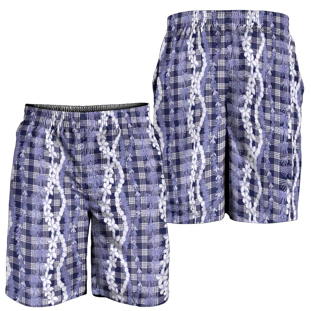 Hawaiian Ohia Lehua Lei Shorts for Men Plaid Palaka Uliuli hohonu Pattern LT9 - Polynesian Pride