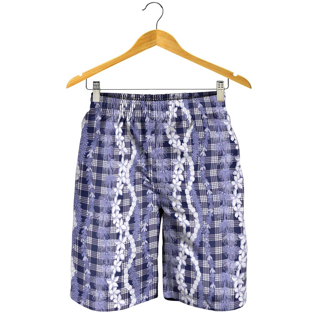 Hawaiian Ohia Lehua Lei Shorts for Men Plaid Palaka Uliuli hohonu Pattern LT9 - Polynesian Pride