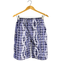 Hawaiian Ohia Lehua Lei Shorts for Men Plaid Palaka Uliuli hohonu Pattern LT9 - Polynesian Pride