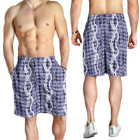 Hawaiian Ohia Lehua Lei Shorts for Men Plaid Palaka Uliuli hohonu Pattern LT9 - Polynesian Pride