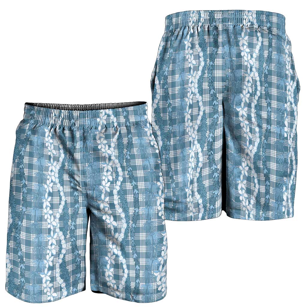 Hawaiian Ohia Lehua Lei Shorts for Men Plaid Palaka Uliuli Omaomao Pattern LT9 - Polynesian Pride