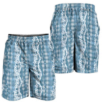 Hawaiian Ohia Lehua Lei Shorts for Men Plaid Palaka Uliuli Omaomao Pattern LT9 - Polynesian Pride
