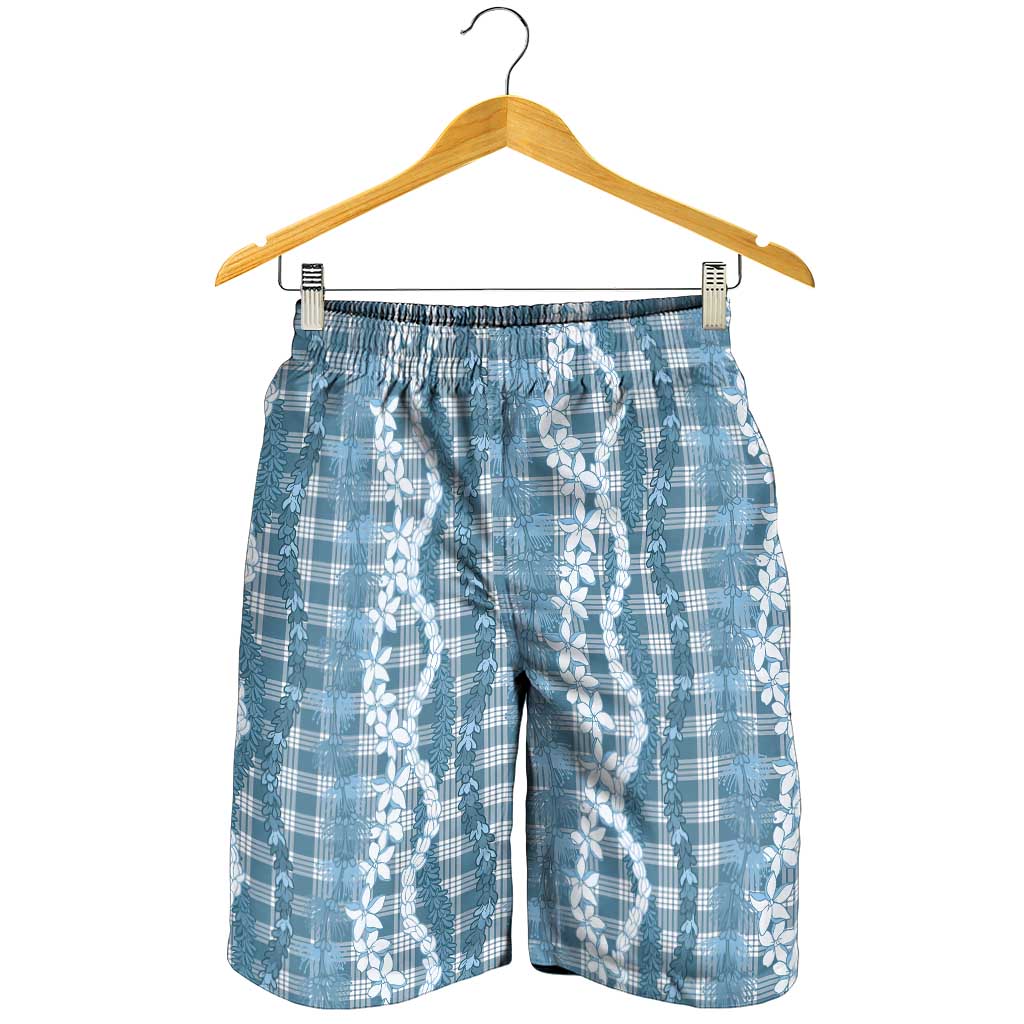 Hawaiian Ohia Lehua Lei Shorts for Men Plaid Palaka Uliuli Omaomao Pattern LT9 - Polynesian Pride