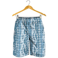 Hawaiian Ohia Lehua Lei Shorts for Men Plaid Palaka Uliuli Omaomao Pattern LT9 - Polynesian Pride