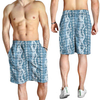 Hawaiian Ohia Lehua Lei Shorts for Men Plaid Palaka Uliuli Omaomao Pattern LT9 - Polynesian Pride