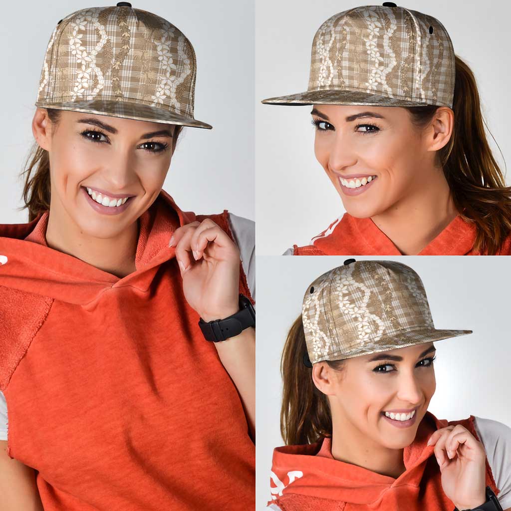 Hawaiian Ohia Lehua Lei Snapback Cap Plaid Palaka Kalaihaahaa Pattern - Polynesian Pride