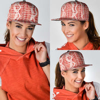 Hawaiian Ohia Lehua Lei Snapback Cap Plaid Palaka Ulaula Pattern - Polynesian Pride