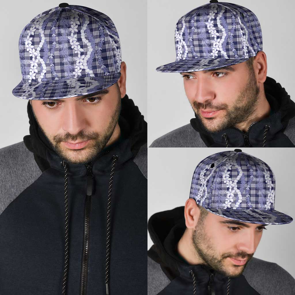 Hawaiian Ohia Lehua Lei Snapback Cap Plaid Palaka Uliuli hohonu Pattern - Polynesian Pride