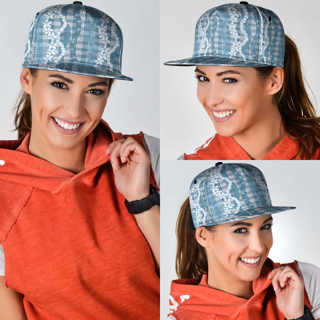 Hawaiian Ohia Lehua Lei Snapback Cap Plaid Palaka Uliuli Omaomao Pattern - Polynesian Pride