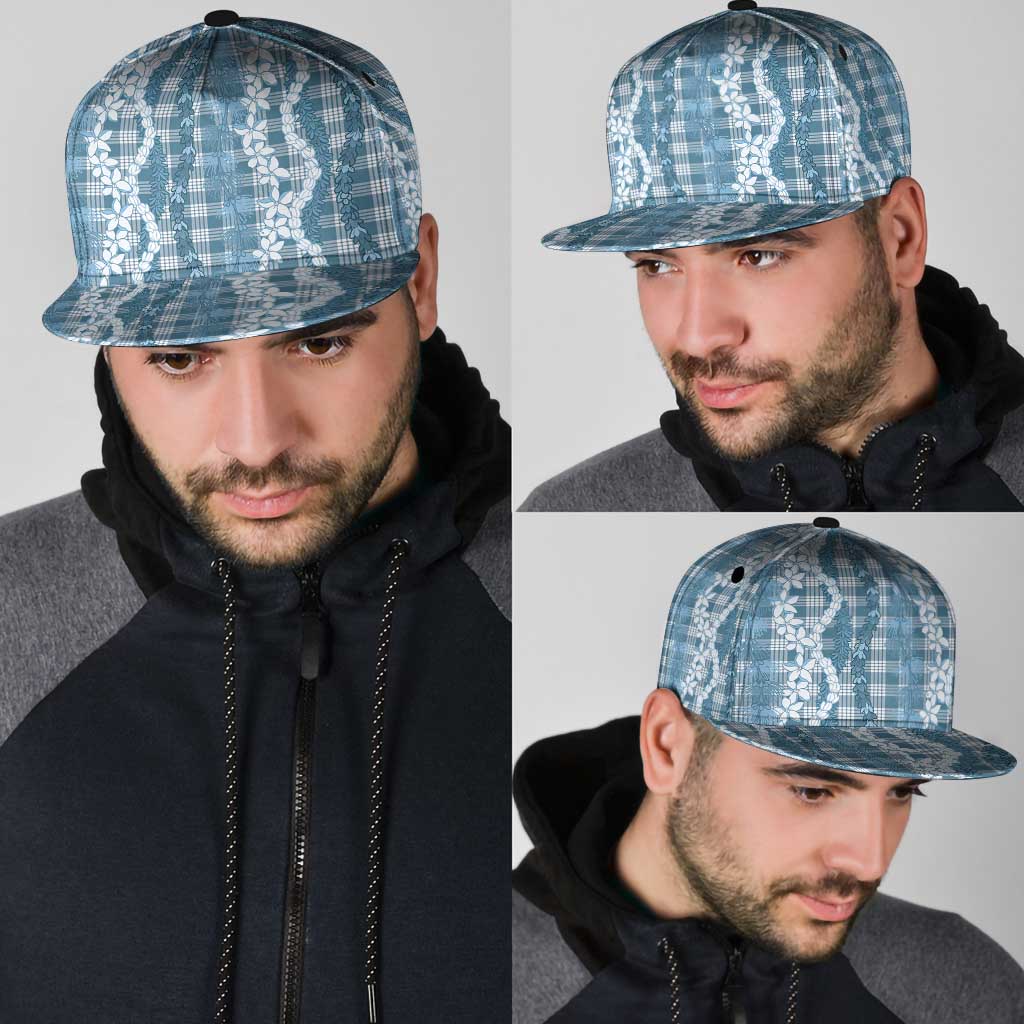 Hawaiian Ohia Lehua Lei Snapback Cap Plaid Palaka Uliuli Omaomao Pattern - Polynesian Pride