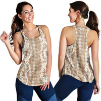 Hawaiian Ohia Lehua Lei Women Racerback Tank Plaid Palaka Kalaihaahaa Pattern - Polynesian Pride