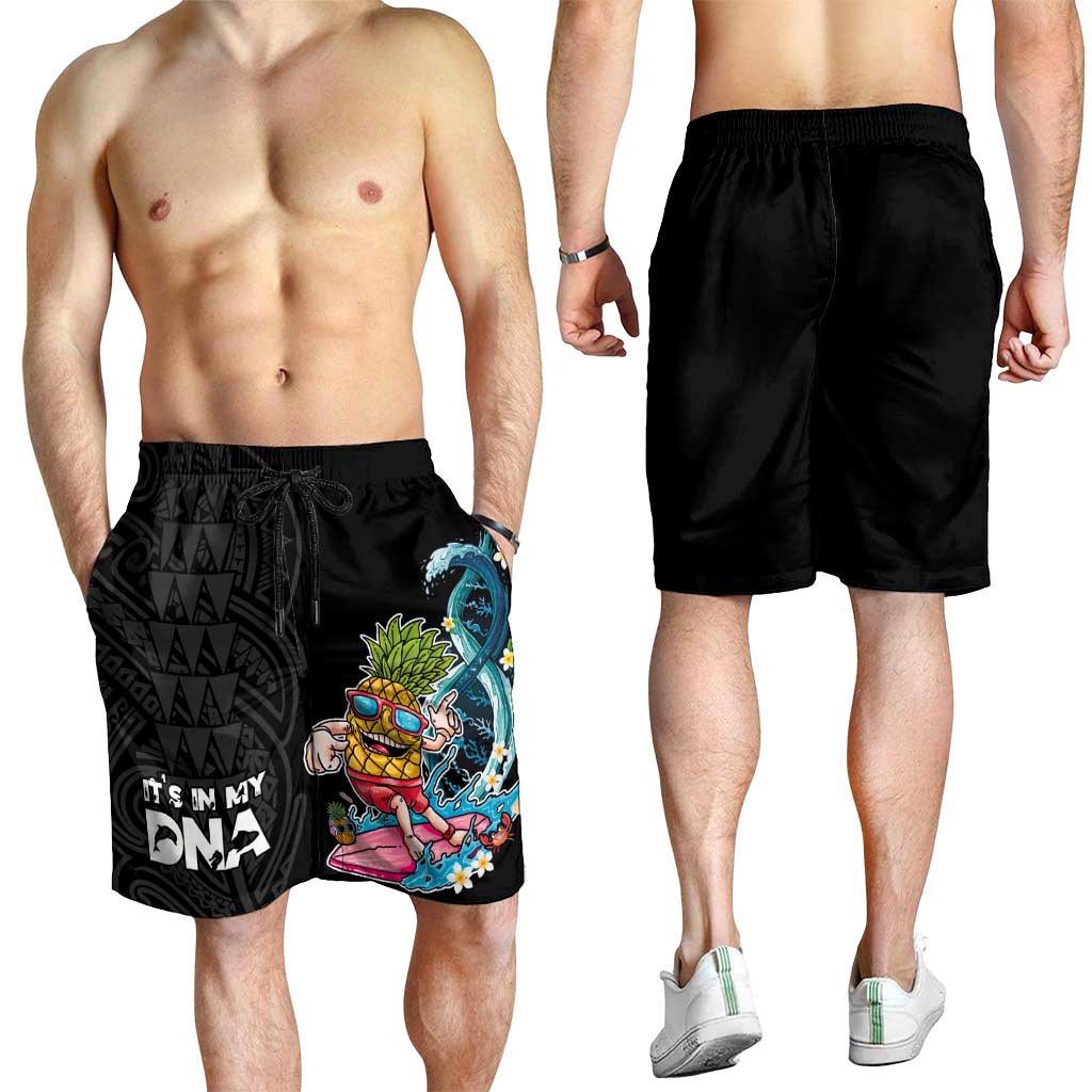 Hawaiian Pineapple Surfing Shorts for Men It's in My DNA - Kakau and Polynesian Pattern LT03 - Polynesian Pride