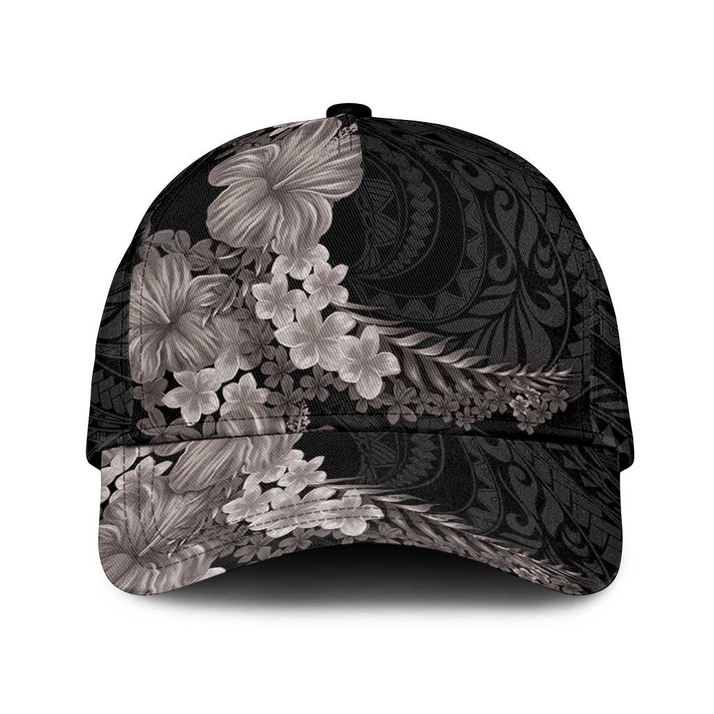 Hawaiian Plumeria and Hibiscus Classic Cap Grayscale Mode LT03