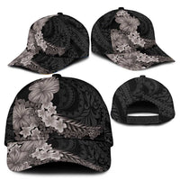Hawaiian Plumeria and Hibiscus Classic Cap Grayscale Mode LT03