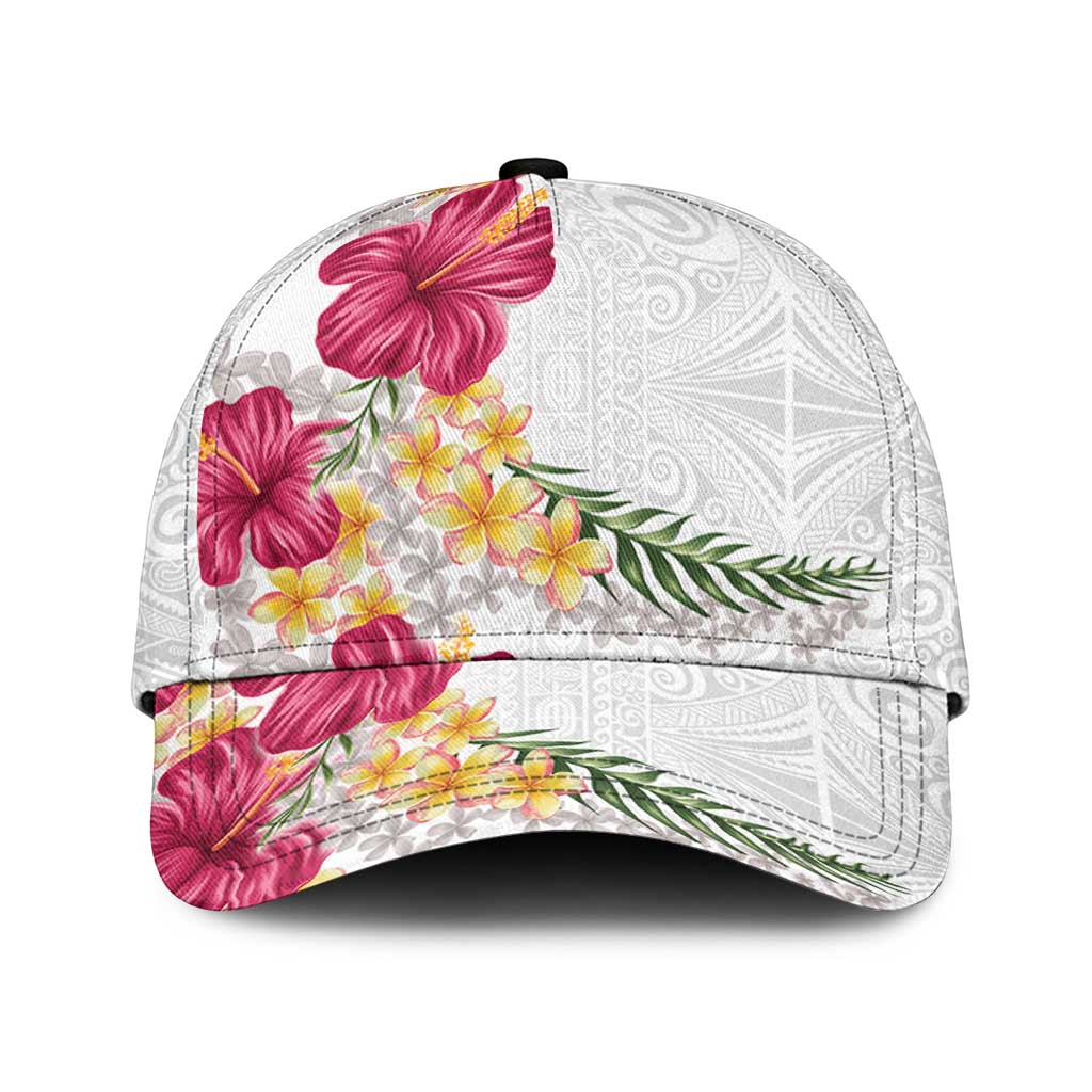 Hawaiian Plumeria and Hibiscus Classic Cap White Mode LT03