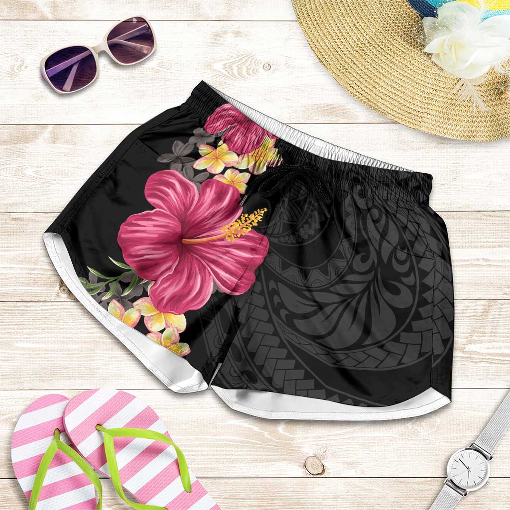 Hawaiian Plumeria and Hibiscus Shorts for Women Colorful Style - Polynesian Pride