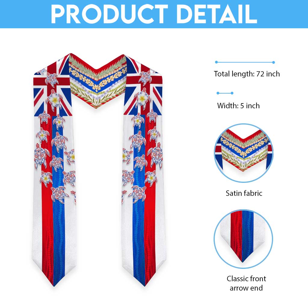 Hawaiian Polynesian Tribal Turtles Graduation Stole with Lei and Flag Style LT03 - Polynesian Pride