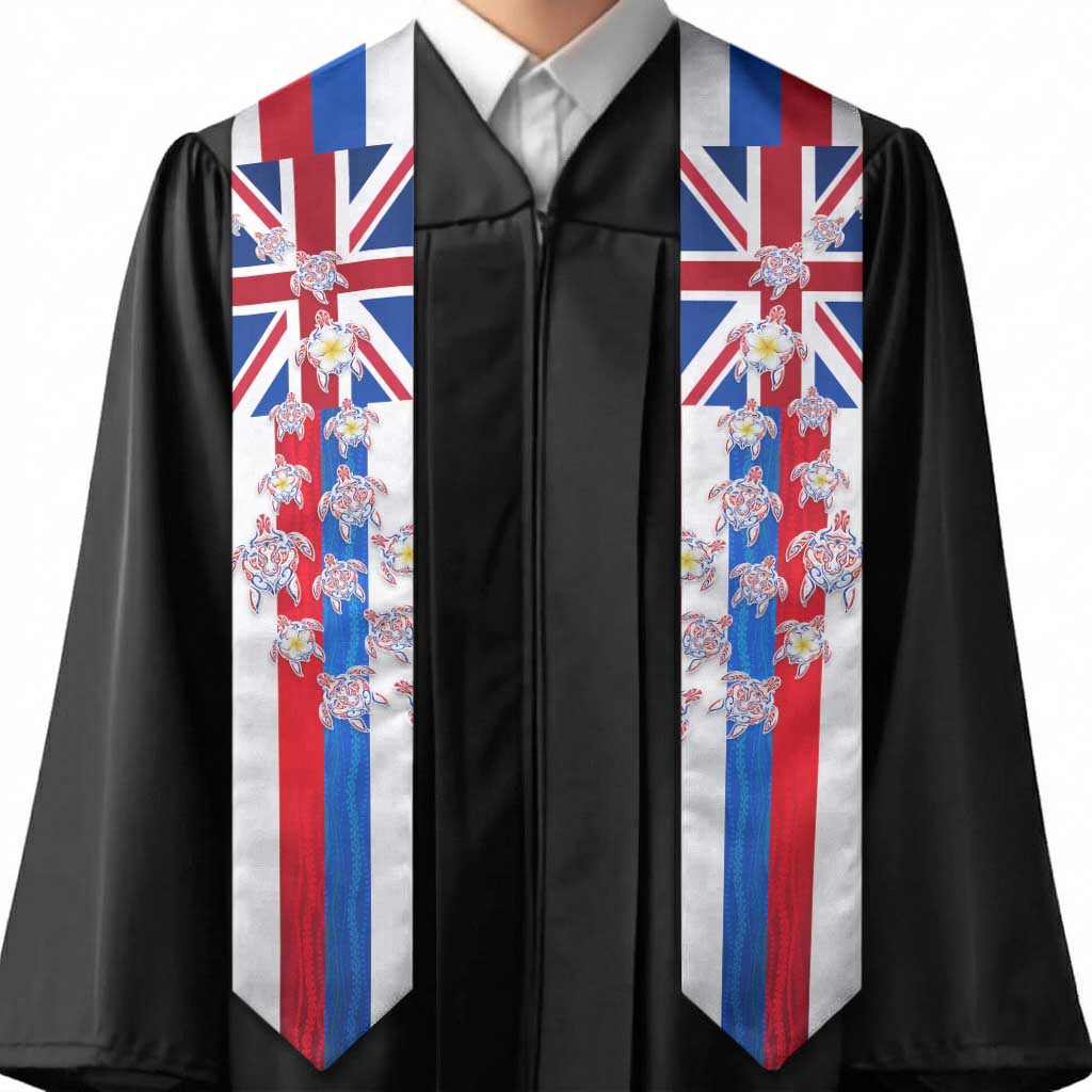 Hawaiian Polynesian Tribal Turtles Graduation Stole with Lei and Flag Style LT03 - Polynesian Pride