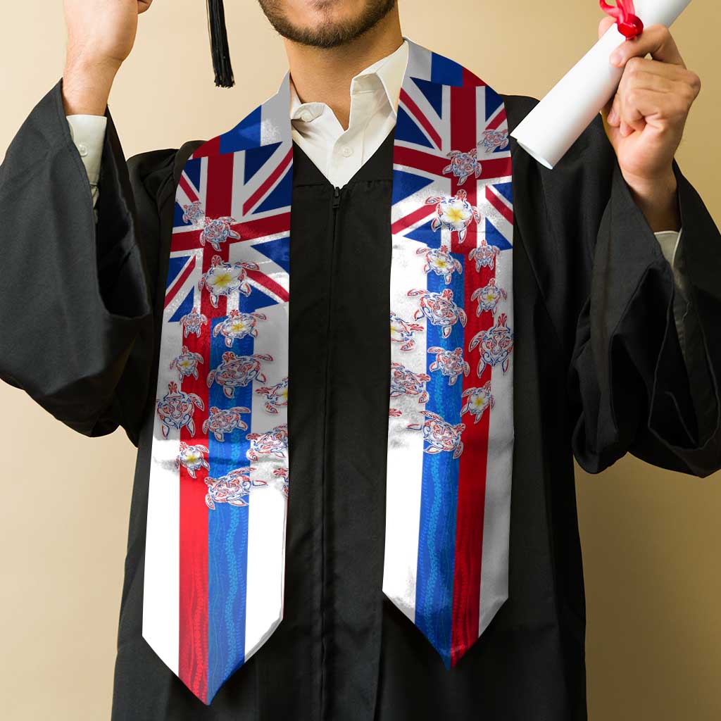 Hawaiian Polynesian Tribal Turtles Graduation Stole with Lei and Flag Style LT03 - Polynesian Pride