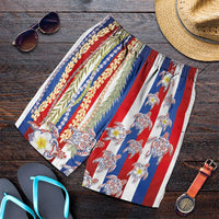 Hawaiian Polynesian Tribal Turtles Shorts for Men with Lei and Flag Style LT03 Multicolor - Polynesian Pride