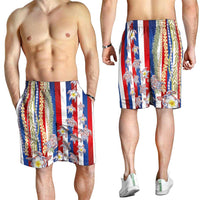 Hawaiian Polynesian Tribal Turtles Shorts for Men with Lei and Flag Style LT03 - Polynesian Pride