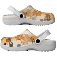 Hawaiian Quilt Clogs Shoes Vintage Pattern Brown - Polynesian Pride
