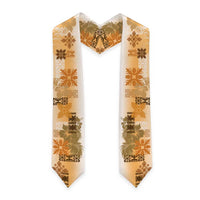 Hawaiian Quilt Graduation Stole Vintage Pattern Brown