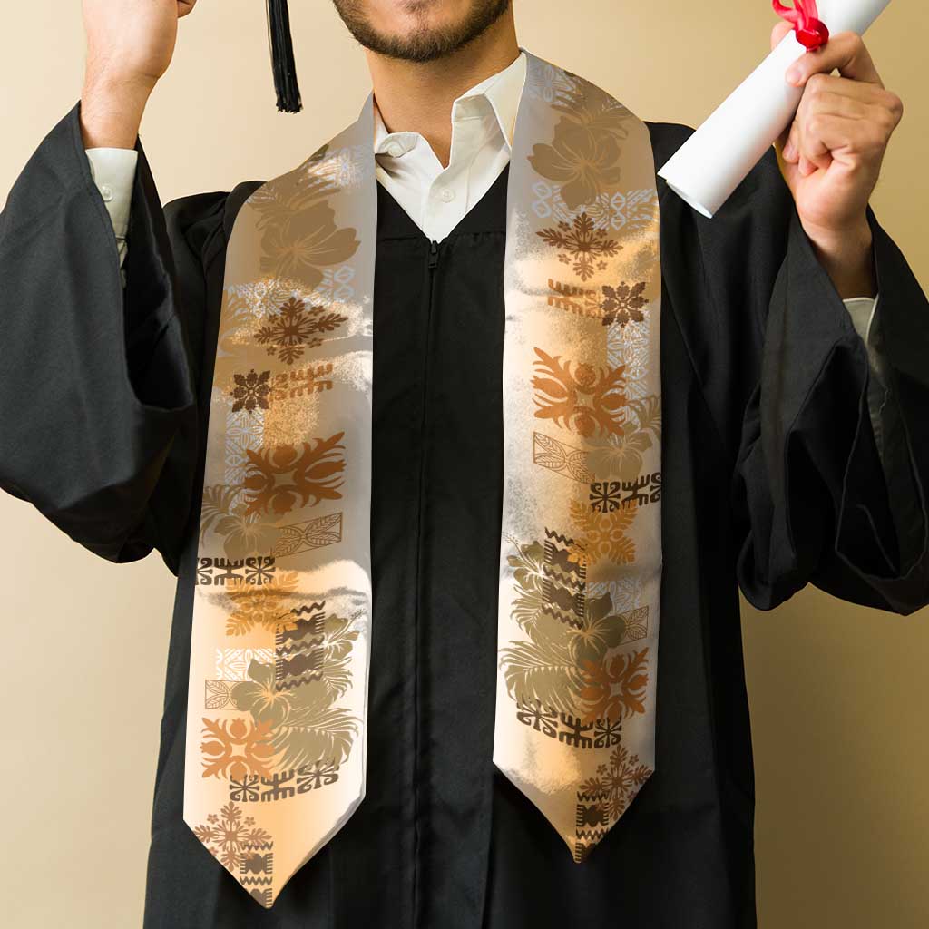 Hawaiian Quilt Graduation Stole Vintage Pattern Brown
