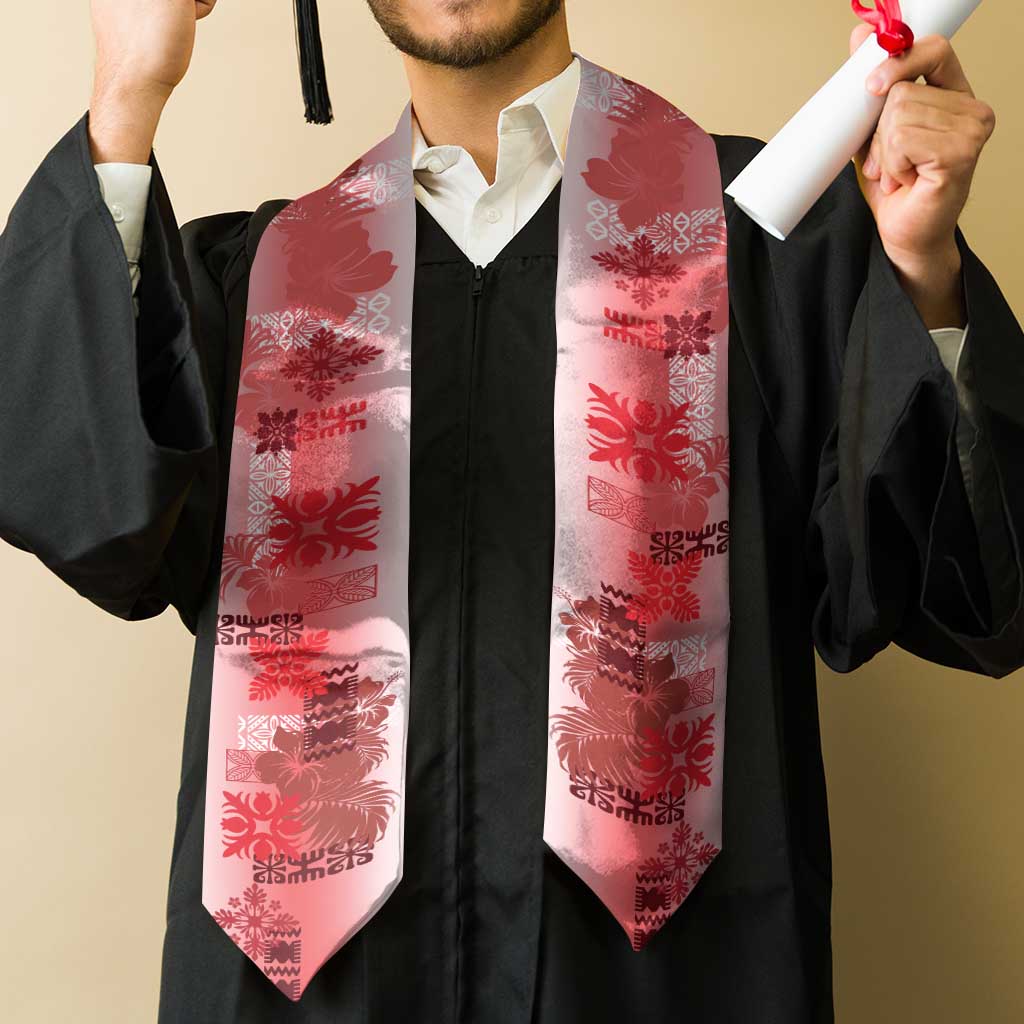Hawaiian Quilt Graduation Stole Vintage Pattern Red
