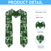 Hawaiian Quilt Pattern Graduation Stole Hibiscus and Tribal Element Vintage Green Vibe LT03 - Polynesian Pride