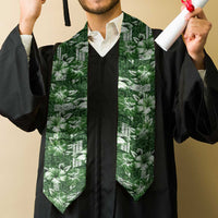 Hawaiian Quilt Pattern Graduation Stole Hibiscus and Tribal Element Vintage Green Vibe LT03 - Polynesian Pride